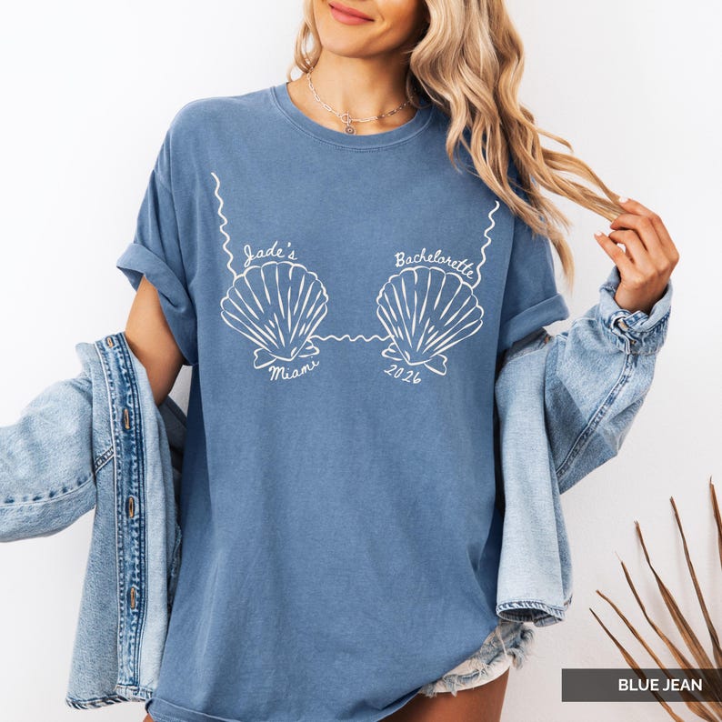 Custom Beach Bachelorette Comfort Colors Shirts, Bikinis and Martinis Shirt, Last Toast On The Coast, Seashells and Wedding Bells