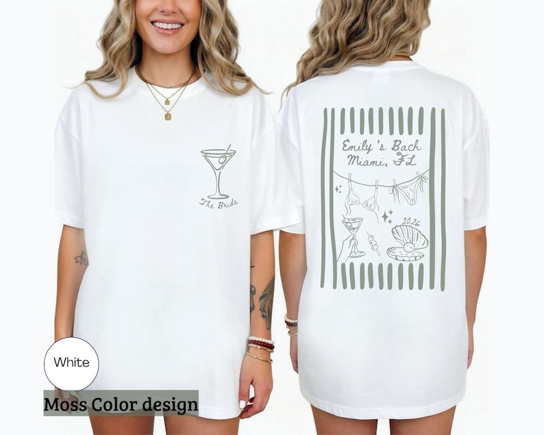 Custom Beach Bachelorette Comfort Colors Shirt, Coastal Bride Trip Tee, Bikini Shell Cocktail Party Shirt