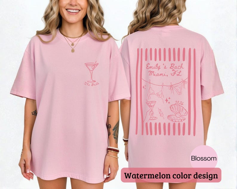 Custom Beach Bachelorette Comfort Colors Shirt, Coastal Bride Trip Tee, Bikini Shell Cocktail Party Shirt