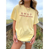 Literally Just a Bride Shirt with Cute Red Bows - Aesthetic Bachelorette Party Tee for Trendy Brides To Be - Minimalist Bridal Shower Gift