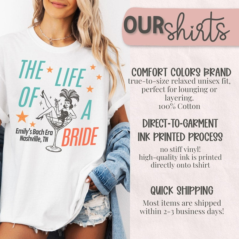 Personalized Orange Era Bachelorette Party Comfort Colors Shirt, Bach Era Shirts, Bach Trip Version, Bridal Era Tshirt, Show Girl Bach Party