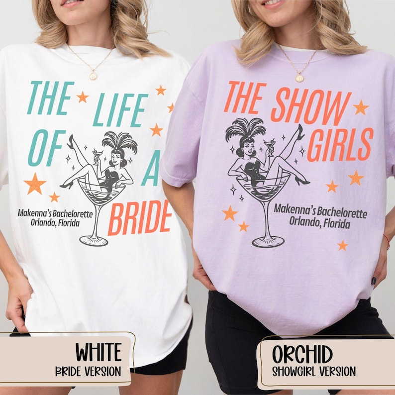 Personalized Orange Era Bachelorette Party Comfort Colors Shirt, Bach Era Shirts, Bach Trip Version, Bridal Era Tshirt, Show Girl Bach Party