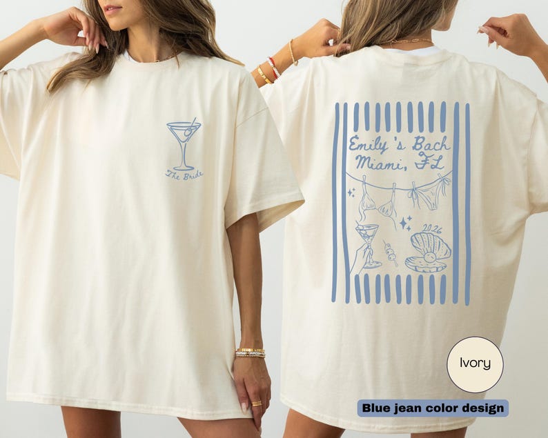 Custom Beach Bachelorette Comfort Colors Shirt, Coastal Bride Trip Tee, Bikini Shell Cocktail Party Shirt