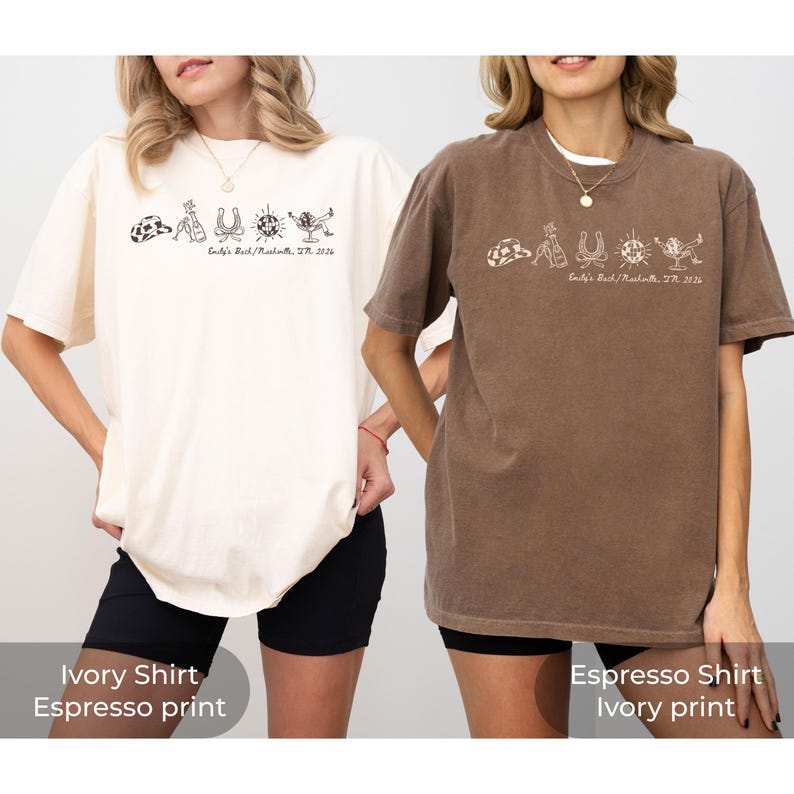 Nashville Bachelorette Shirts, Cowgirl Bride Nashville Bach Party Tshirt, Custom Matching Bachelorette Tee, Western Lets Go Girls Boxy Tees