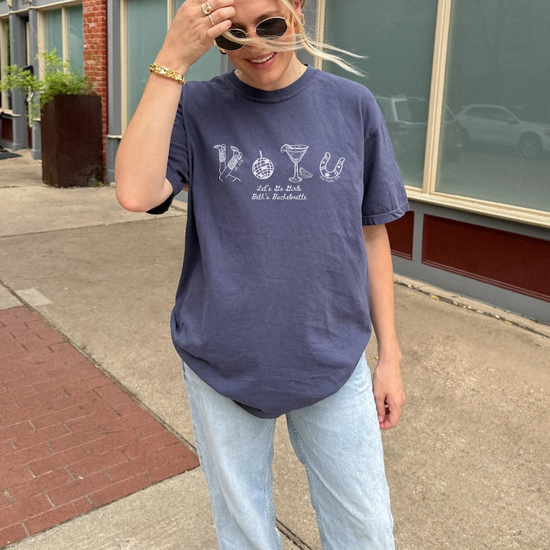 Comfort Colors© Custom Western Lets Go Girls Bachelorette Shirt Cowgirl Bridal Party TShirt Nashville Bride Bach T-Shirt