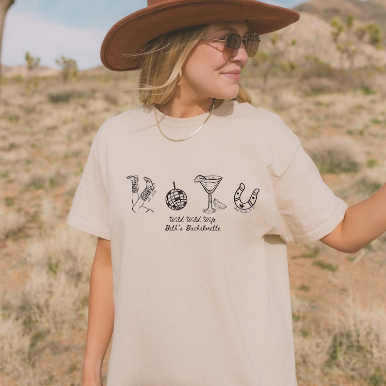 Comfort Colors© Custom Western Lets Go Girls Bachelorette Shirt Cowgirl Bridal Party TShirt Nashville Bride Bach T-Shirt