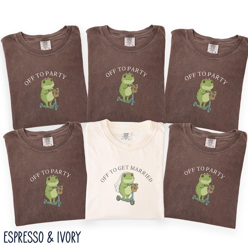 Funny Frog Bachelorette Shirt, Off to Party Bride Tee, Comfort Colors Bach Club, Bridal Party Shirt, Wedding Weekend