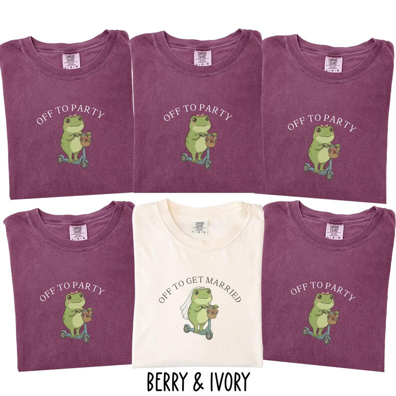 Funny Frog Bachelorette Shirt, Off to Party Bride Tee, Comfort Colors Bach Club, Bridal Party Shirt, Wedding Weekend