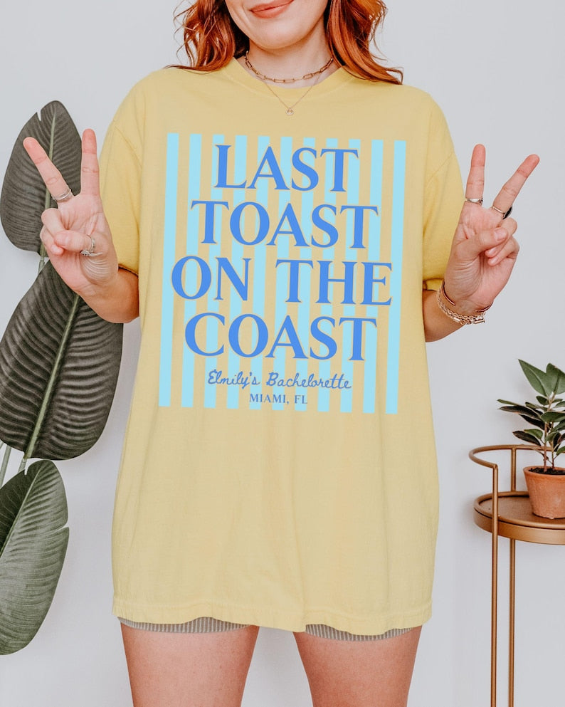Last Toast on the Coast Bachelorette Comfort Colors® Shirts, Beach Bachelorette T-shirts for Group
