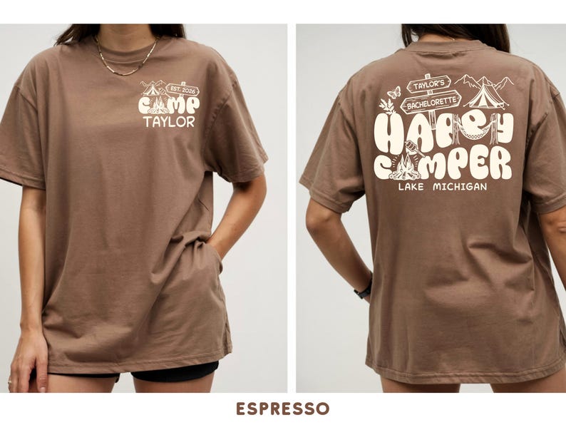 Custom Bachelorette Camp Crew Bridal Shirt Comfort Colors Happy Camper Girls Trip Tee