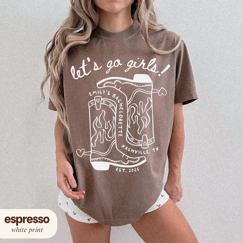 Let's Go Girls Bachelorette Party Shirts, Custom Last Rodeo Bach Comfort Colors Tee, Personalized Cowgirl Western Bach Merch