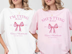 Coquette Bow Bachelorette Shirt, She's Tying the Knot Bridal Party Tee