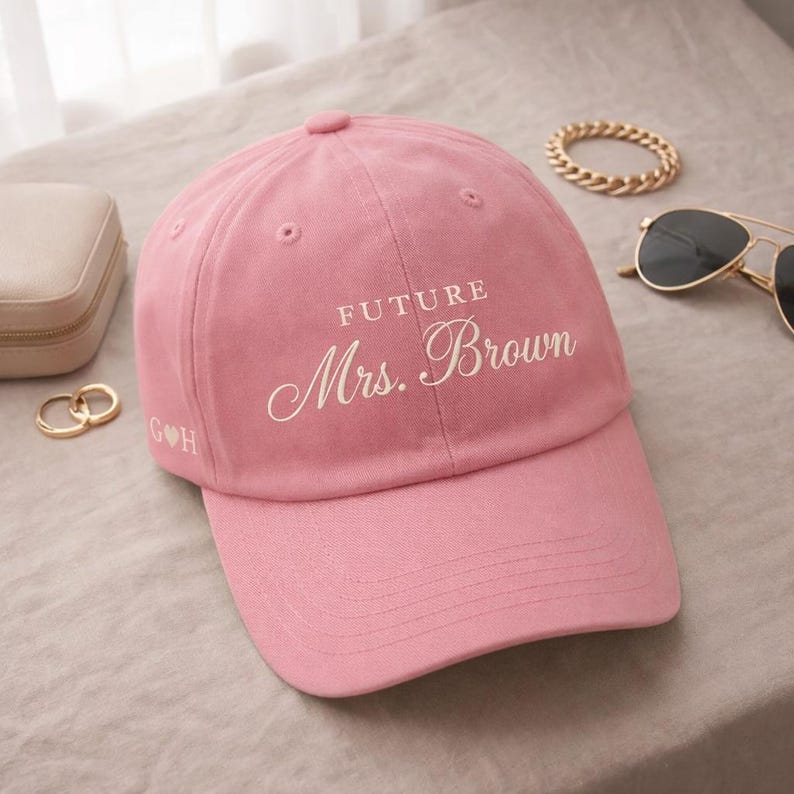 Custom Embroidered Bride Cap – Future Mrs Hat, Personalized Wedding Gift, Minimalist White Baseball Cap