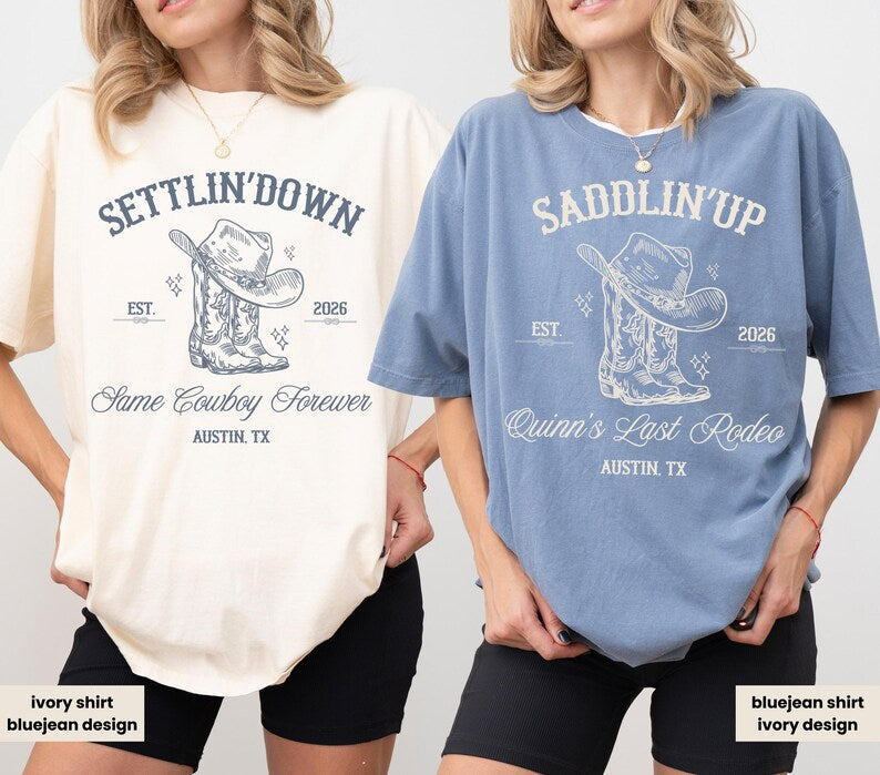 Last Rodeo Bachelorette Shirt, Personalized Location Western Bridal Party Shirt, Custom Western Bachelorette Shirt, Western Bride Shirt