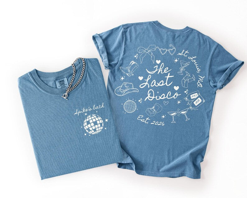 Last Disco Bachelorette Shirt Custom Disco Bride Tee Retro Bach Party Top Personalized Bride To Be Gift Disco Theme Celebration Tshirts