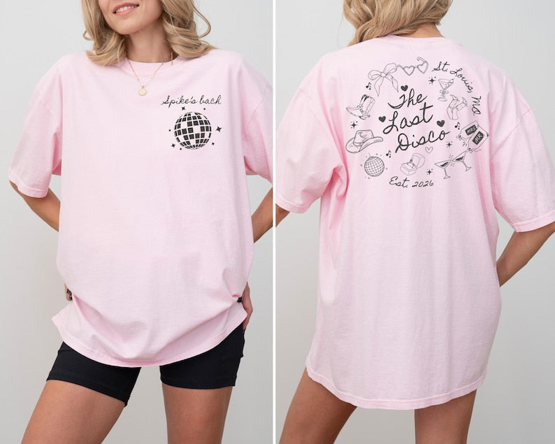 Last Disco Bachelorette Shirt Custom Disco Bride Tee Retro Bach Party Top Personalized Bride To Be Gift Disco Theme Celebration Tshirts