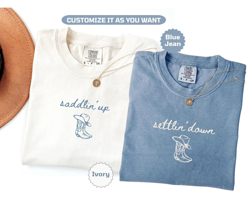 Saddlin Up Settlin Down Bachelorette Shirts Western Bride Bach Party Matching Cowgirl Last Rodeo Bridal Weekend Tee Cowgirl Bridal Party