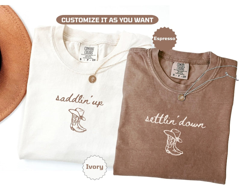 Saddlin Up Settlin Down Bachelorette Shirts Western Bride Bach Party Matching Cowgirl Last Rodeo Bridal Weekend Tee Cowgirl Bridal Party
