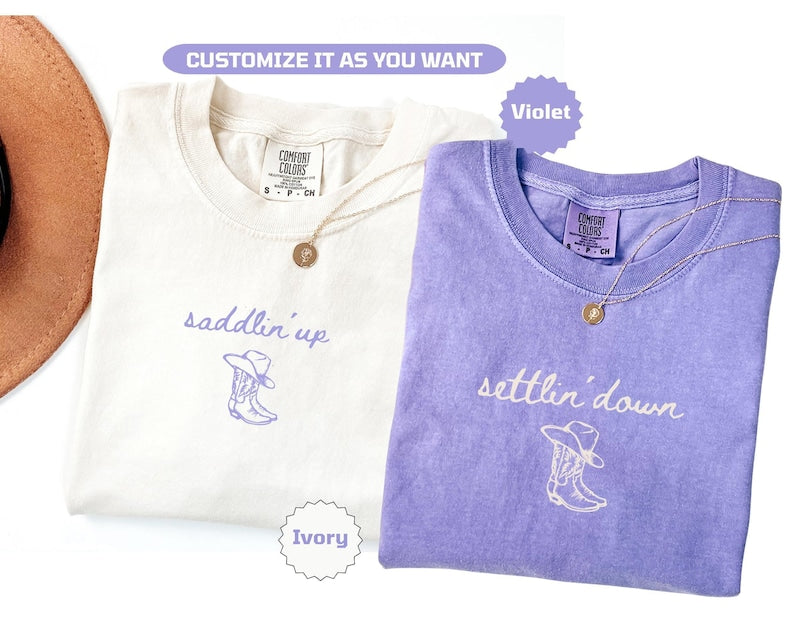 Saddlin Up Settlin Down Bachelorette Shirts Western Bride Bach Party Matching Cowgirl Last Rodeo Bridal Weekend Tee Cowgirl Bridal Party