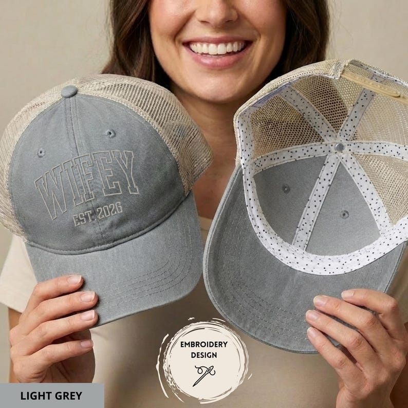Embroidered Wifey Hat, Custom Embroidery Baseball Cap, Personalized Date Hat, Funny Womens Hat, Wifey Snapback, Gift For Bride, Wedding Gift