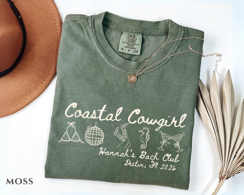 Coastal Cowgirl Bachelorette Shirt, Beach Bach Party Tee, Western Bridal Party Shirt, Cowgirl Bride Squad Gift, Custom Beach Bach Shirt