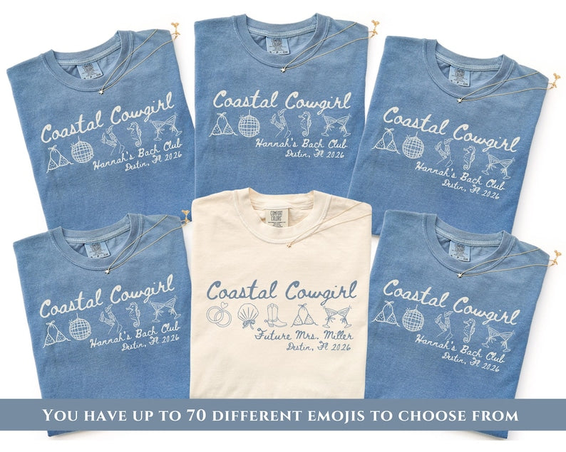 Coastal Cowgirl Bachelorette Shirt, Beach Bach Party Tee, Western Bridal Party Shirt, Cowgirl Bride Squad Gift, Custom Beach Bach Shirt
