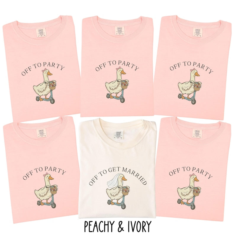 Funny Goose Bachelorette Shirt, Off to Party Bride Tee, Comfort Colors Bach Club, Bridal Party Girls Trip Shirt, Wedding Weekend