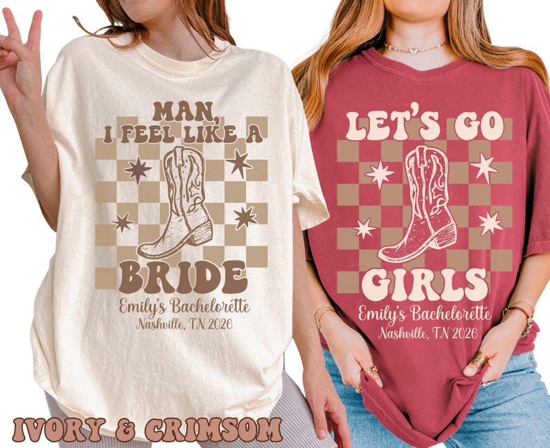 Custom Western Bachelorette Party Comfort Colors let's go girls Shirt matching Cowboy Shirt for Bach Trip Last Rodeo Country Bachelorette