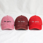 Custom Bride Squad Embroidered Hat, Personalized Bachelorette Party Hats, The Bride Hat, Matching Bridal Shower Hats, Vintage Baseball Hat