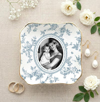 Mother of the Bride Gift, Toile De Jouy Trinket Tray, Custom Mother Photo Ring Dish, Mother of the Bride Wedding Day Gift from Daughter