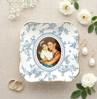 Mother of the Bride Gift, Toile De Jouy Trinket Tray, Custom Mother Photo Ring Dish, Mother of the Bride Wedding Day Gift from Daughter