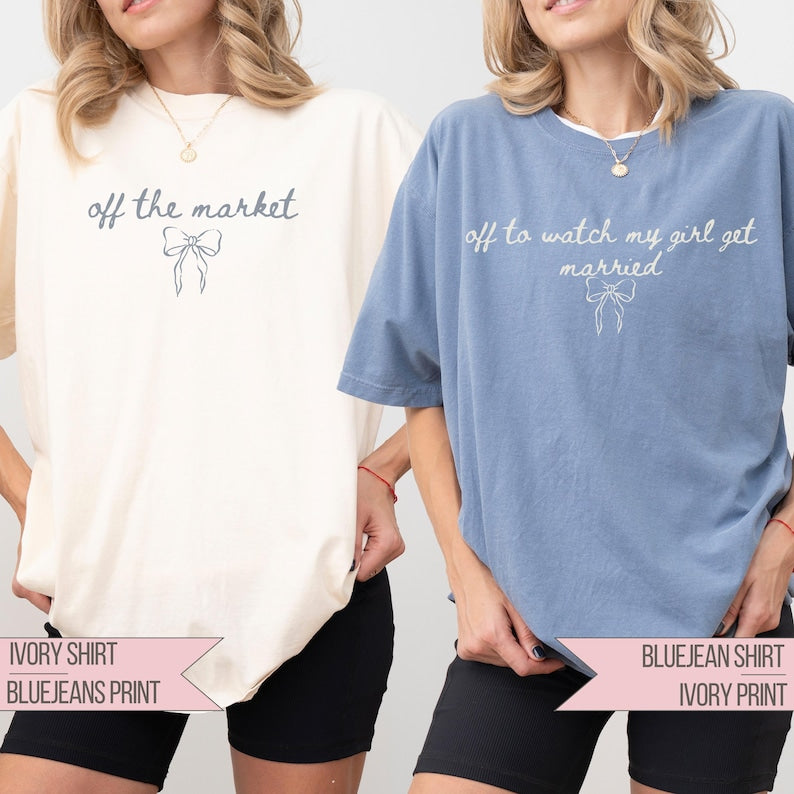 Coquette Bow Bachelorette Shirts Comfort Colors Off The Market Custom Bridal Party Group Tee