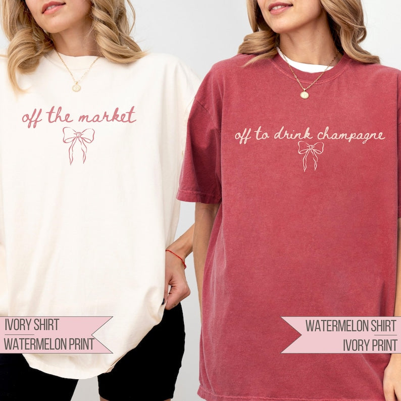Coquette Bow Bachelorette Shirts Comfort Colors Off The Market Custom Bridal Party Group Tee