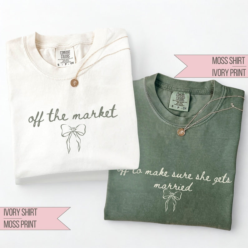 Coquette Bow Bachelorette Shirts Comfort Colors Off The Market Custom Bridal Party Group Tee