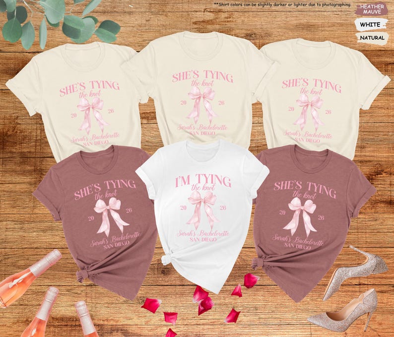 Bachelorette Party Shirts, She’s Tying the Knot Tee, Bridal Party Matching Shirts, Bride Squad Shirt, Bridesmaid Gift, Wedding Weekend Tee