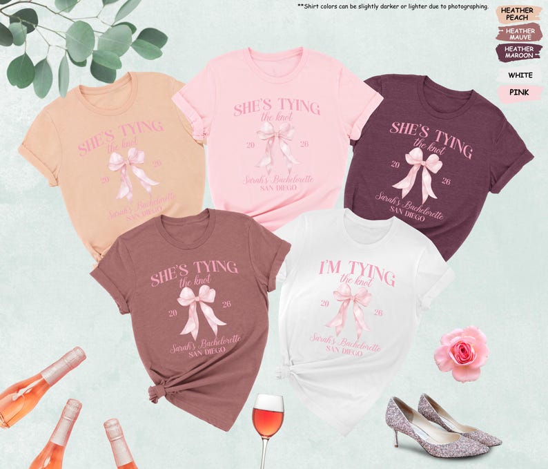 Bachelorette Party Shirts, She’s Tying the Knot Tee, Bridal Party Matching Shirts, Bride Squad Shirt, Bridesmaid Gift, Wedding Weekend Tee