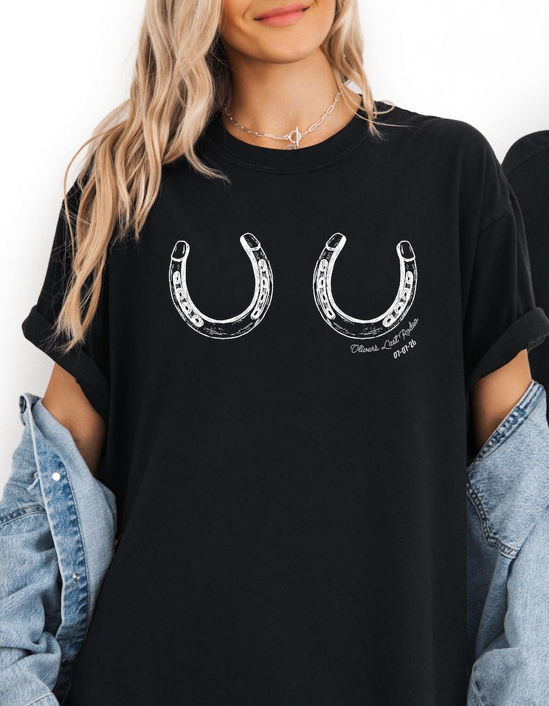 Comfort Colors Horseshoe Bachelorette Shirt, Cowgirl Bride, Last Rodeo, Custom Western Bridal Party Tee, Texas Bach T-Shirt