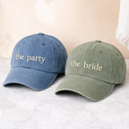 Embroidered The Bride and The Party Caps, Custom Bachelorette Party Hat, Team Bride Vintage Baseball Hat, Bridal Shower Gift, Bach Party Cap