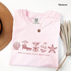 Custom Beach Bachelorette Comfort Colors Shirt, Coastal Bride Trip Tee, Bikini Shell Cocktail Party Shirt