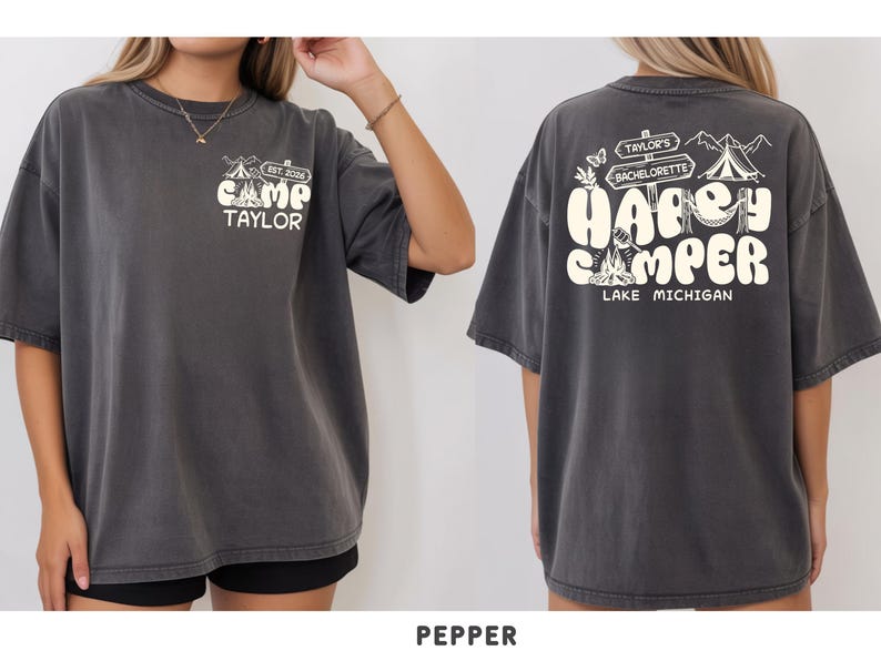 Custom Bachelorette Camp Crew Bridal Shirt Comfort Colors Happy Camper Girls Trip Tee