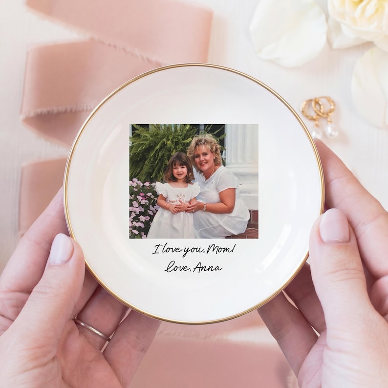 Custom Photo Mother of The Groom Jewelry Dish, Mother of The Bride Jewelry Plate, Jewelry Tray for Mom, Sentimental Wedding Day Gift Mom #P1
