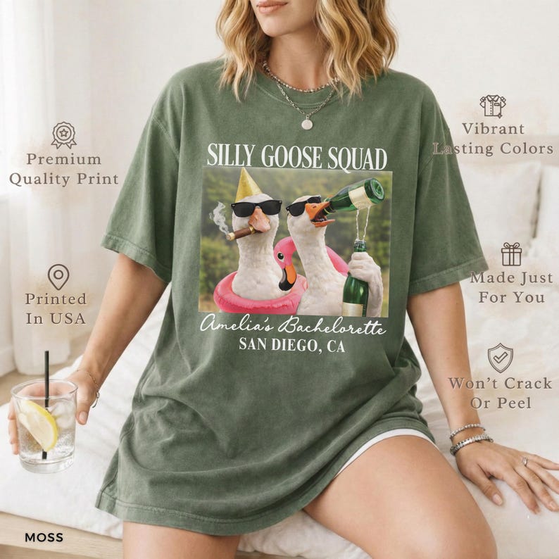 Silly Goose Getting Loose Bachelorette Shirts, Funny Silly Goose Bride Tee, Custom Location Bach Party, Vintage Goose Comfort Colors Gift