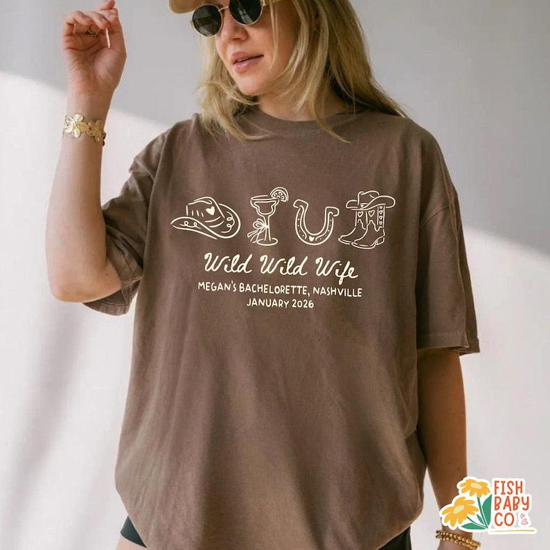 Wild Wild Wife Cowgirl Bachelorette Shirts, Custom Nashville Bachelorette Party Shirts, Rodeo Bridal Party Shirt, Bridesmaid Gifts