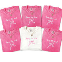 Tying the Knot Coquette Bow Bachelorette Shirts, Pink Bow Bachelorette Shirts, Tying The Knot Pink Bow Shirts
