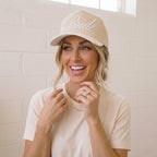 Bride Hat White Beige Embroidered, Bridal Hat, Bachelorette Party Hat, Wedding Gift for Bride, Honeymoon Hat, Future Mrs Cap