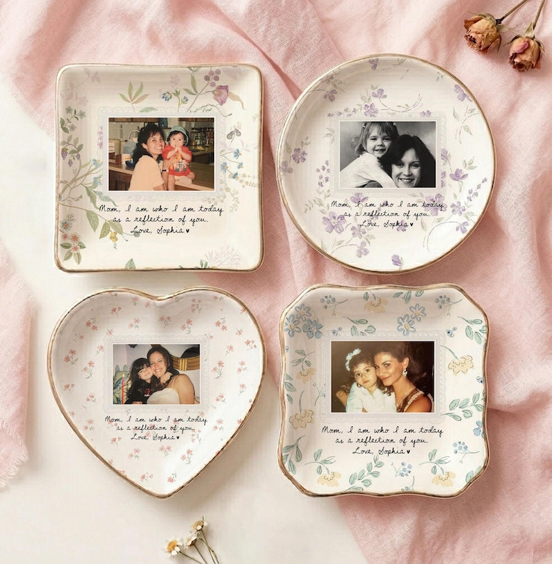 Personalized Mother of The Bride Gift, Picture Jewlery Plate, Custom Mom Photo Jewelry Dish, Wedding Gifts for Mom, Mom Gift