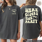 Comfort Colors® Custom Bachelorette Party Shirts - Heres Comes The Bride - Retro Bachelorette Tees - Bridesmaid Gifts - Bridal Party Gifts