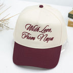 Custom Text Embroidered Hat, Your Text Here, Personalized Wedding Baseball Cap With Date, Newlywed Honeymoon Gift, Matching Couple Hats
