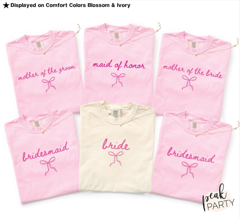 Coquette Bow Bridal Shirt, Bachelorette Outfit for Bride, Wedding Day Tee, Engagement Gift for Bride, Bridal Shower Gift, Bridal Party Shirt