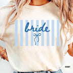 Comfort Colors® Bride Shirt, Engagement Shirt for Bride, Newly Engaged Gift for Her, Stripes Coquette Bow Bride Shirt, Bridal Shower TShirt